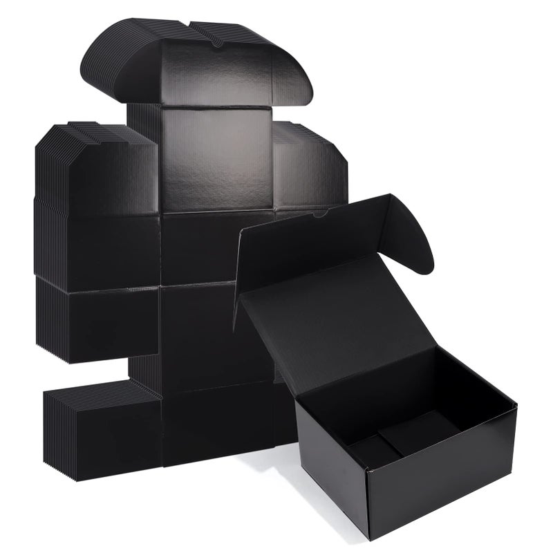 ZBEIVAN 8x6x4 Black Small Shipping Boxes  20 Packs Corrugated Cardboard Mailer Boxes for Packaging Small Business Mailing Gifts Wrap Boxes with Lids - Image 1